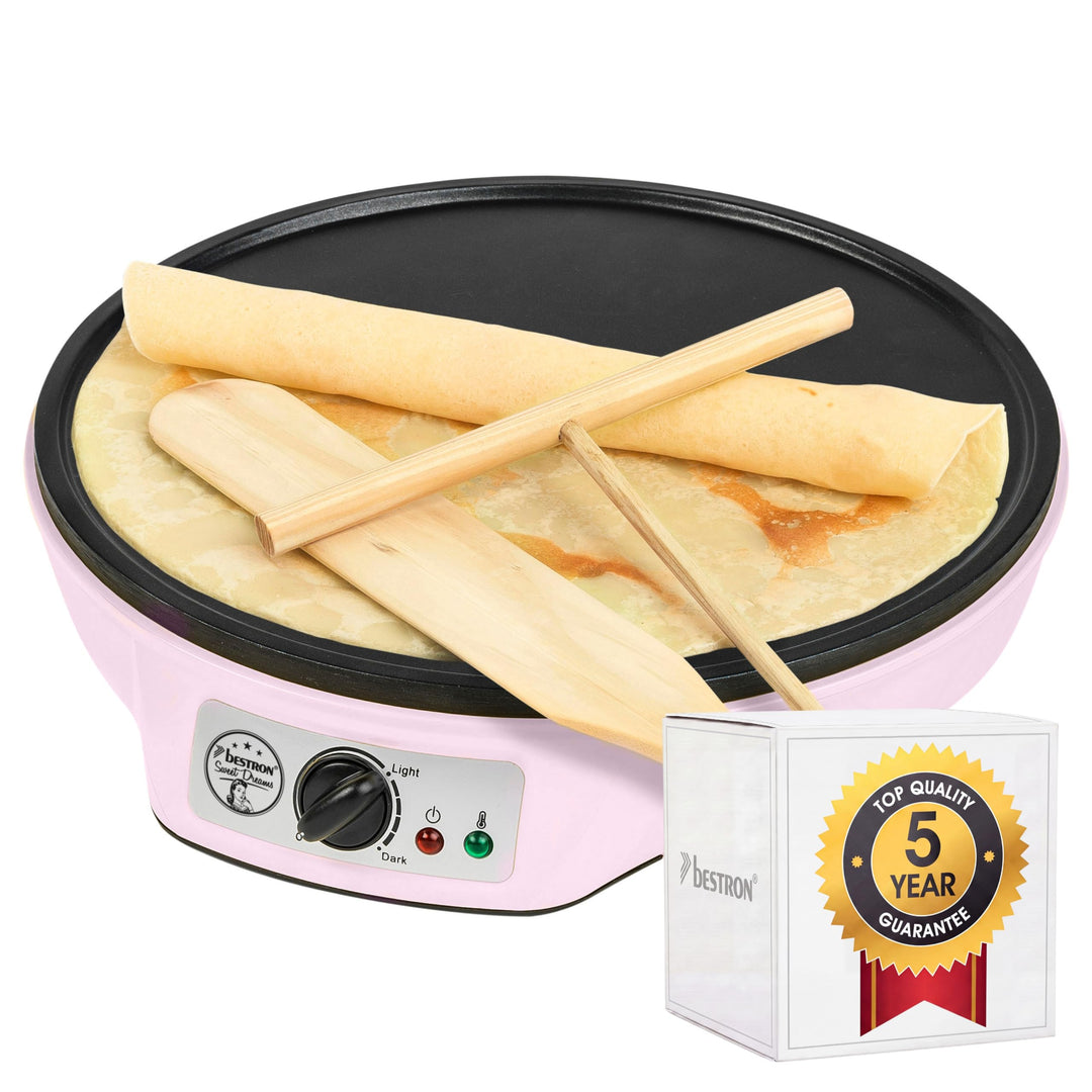 Bestron Crêpes Maker im Retro Design, für Crepes mit Ø 30 cm, inkl. Teigverteiler & Crêpes-Wender, m