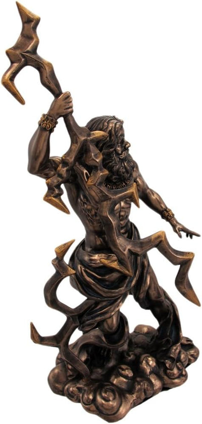 King Zeus Grecian God Throwing Lightning Resin Statue Figurine