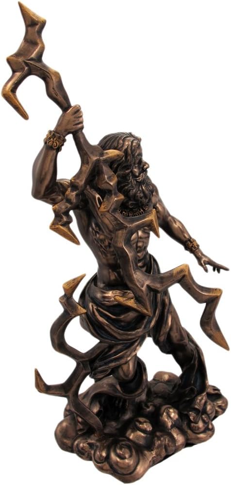 King Zeus Grecian God Throwing Lightning Resin Statue Figurine
