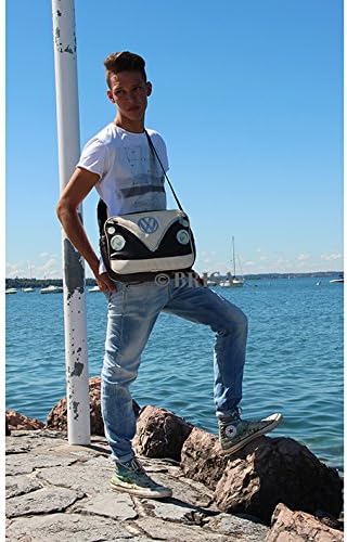 BRISA VW Collection - Volkswagen Schulter-Umhänge-Reise-Tasche-Freizeit-Bag mit VW T1 Bulli Bus Moti