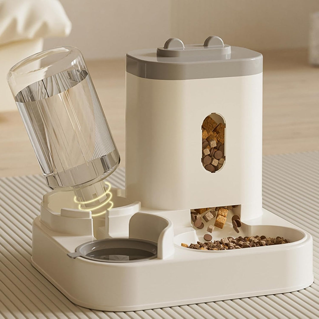 Futterautomat Katze, Tragbarer Katzenfutter Automat Mit 2300 Ml Und Wasserspender Mit 1000 Ml, Leich