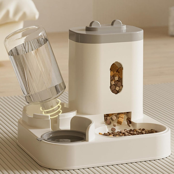 Futterautomat Katze, Tragbarer Katzenfutter Automat Mit 2300 Ml Und Wasserspender Mit 1000 Ml, Leich
