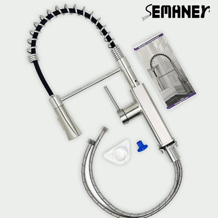Wasserhahn Küche, SEMANEY Hochdruck Küchenarmatur Ausziehbar, Armatur Küche mit Brause 2 Strahlarten