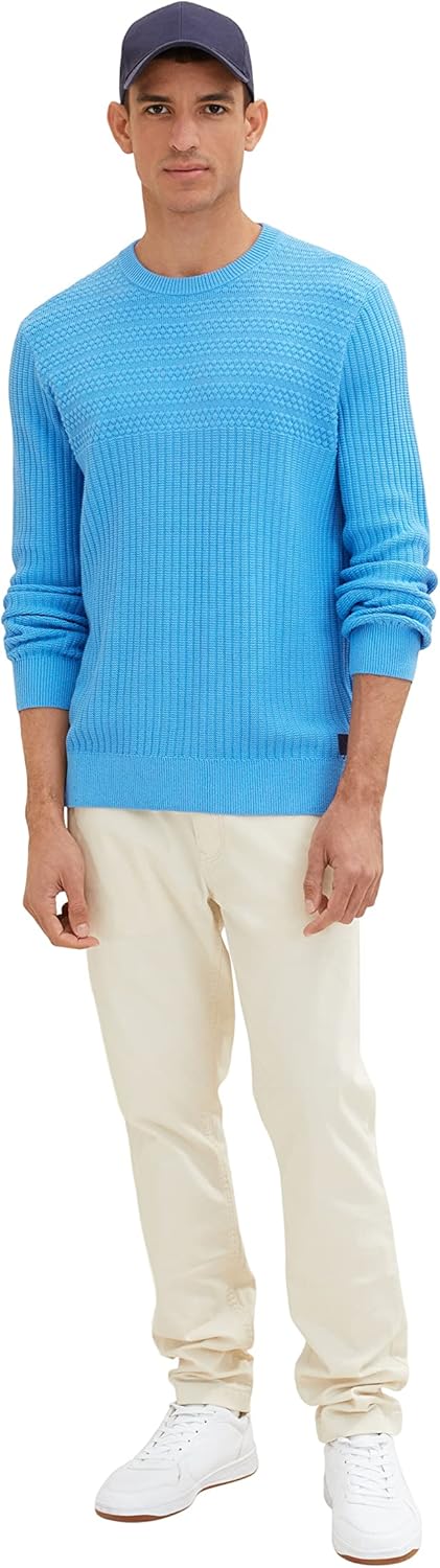 TOM TAILOR Herren Strickpullover S 18395 - Rainy Sky Blue, S 18395 - Rainy Sky Blue