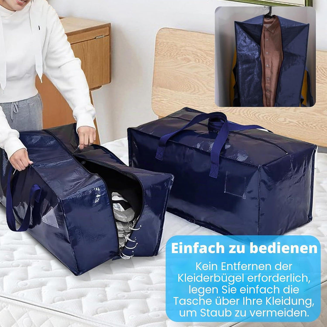 Withosent 92L Aufbewahrungstasche Gross Gewebt, 4er Wasserdicht Umzugstaschen mit Rucksackgurten und