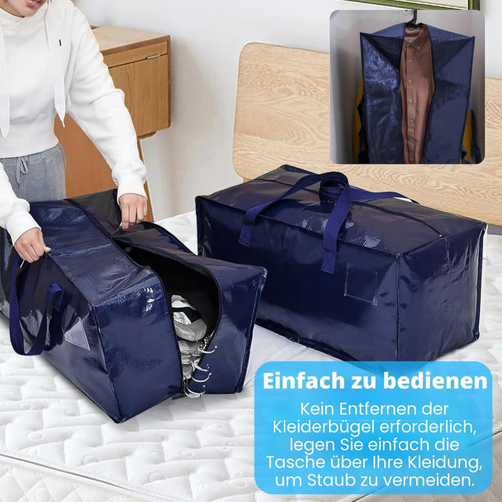 Withosent 92L Aufbewahrungstasche Gross Gewebt, 4er Wasserdicht Umzugstaschen mit Rucksackgurten und