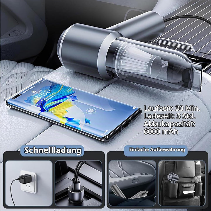 3-in-1 Handstaubsauger Akku Kabellos - 18000Pa Staubgebläse Druckluft und Auto Staubsauger - Mini Au