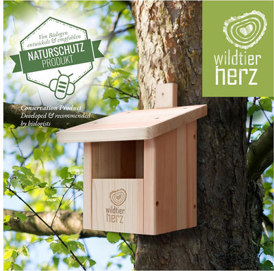 wildtier herz I Vogel Nistkasten Rotkehlchen, Rotschwänzchen aus Massiv-Holz - Verschraubt, Nistkäst