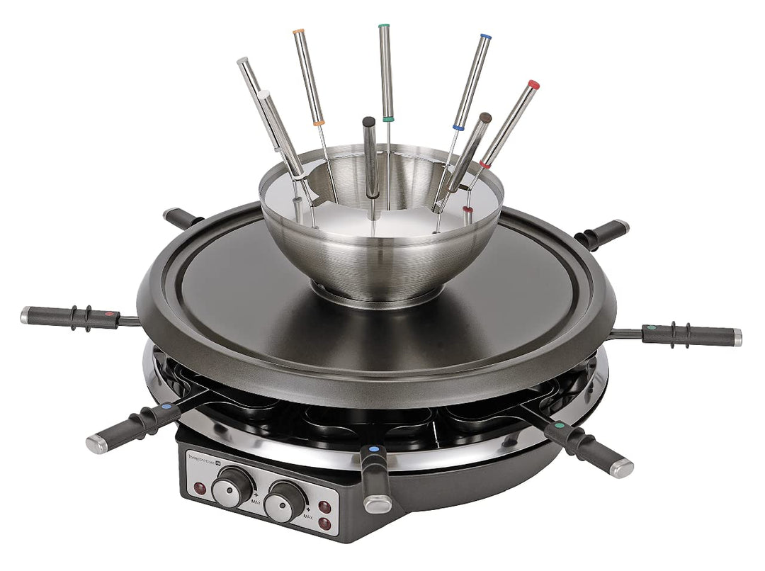 Tarrington House Raclette Grill, 2-in-1-Kombination, 1200 W, mit Grill Stein, für 8 Personen (RG1981