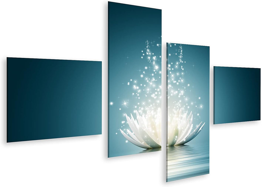 islandburner Bild auf Leinwand Lotusblume Glitzer Vor Blauem Hintergrund Bilder Wandbilder Poster Le