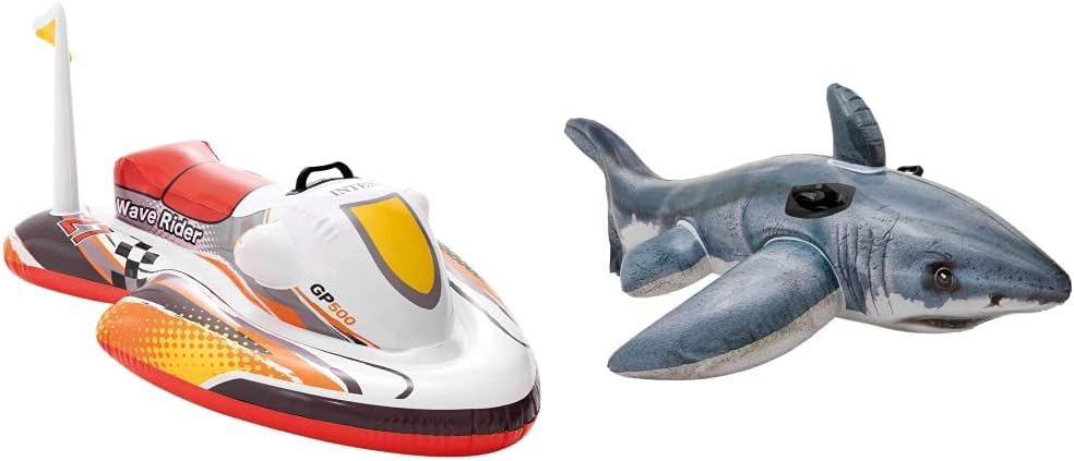 Intex 57520NP - Wave Rider Ride-On, 117 x 77 cm & Great White Shark - Aufblasbarer Reittier - 173 x