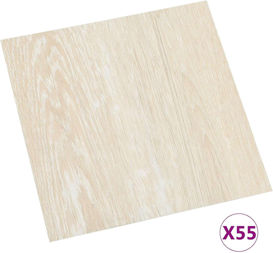 Bodenplanken PVC Weiss Beige 5,11 m² 55 Stück selbstklebend quadratisch 30,5 x 30,5 cm innen Wohnräu