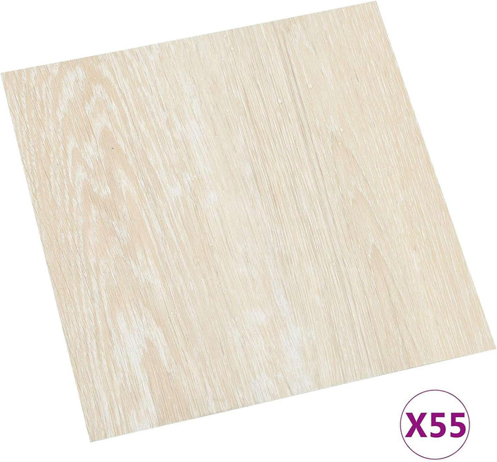 Bodenplanken PVC Weiss Beige 5,11 m² 55 Stück selbstklebend quadratisch 30,5 x 30,5 cm innen Wohnräu