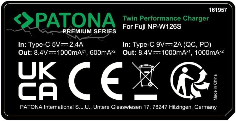 PATONA V1 Protect 2X Akku NP-W126s (1140 mAh) inkl. NTC-Sensor und V1 Gehäuse - mit PD Performance U