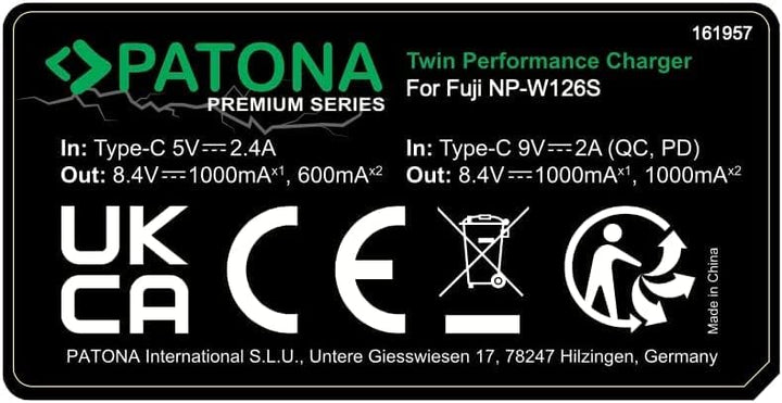PATONA V1 Protect 2X Akku NP-W126s (1140 mAh) inkl. NTC-Sensor und V1 Gehäuse - mit PD Performance U