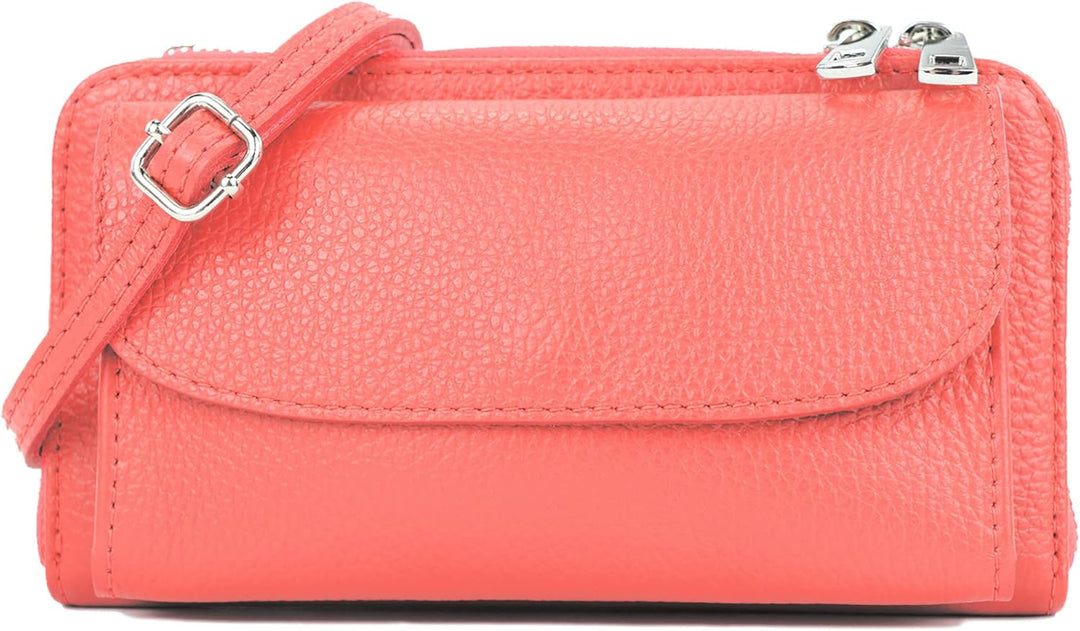 modamoda de P05 Damen Leder Handytasche Geldbörse lang handmade in Italy Bubble Gum, Bubble Gum