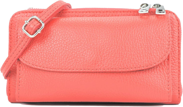 modamoda de P05 Damen Leder Handytasche Geldbörse lang handmade in Italy Bubble Gum, Bubble Gum