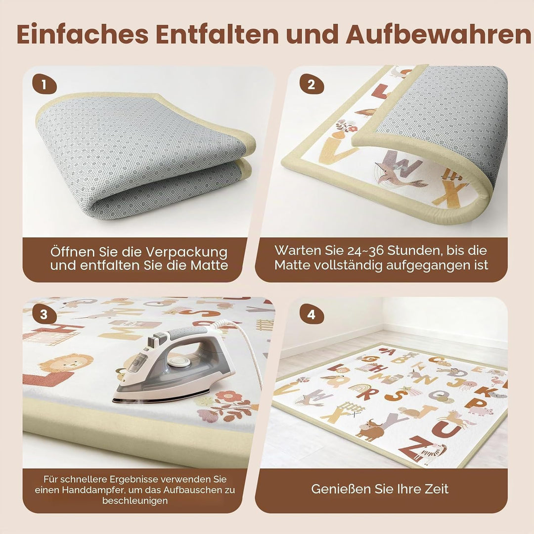 Teppich Krabbelmatte Baby 150x180x3cm, Spielmatte Krabbeldecke Turnmatte Spielteppich für Baby Kinde