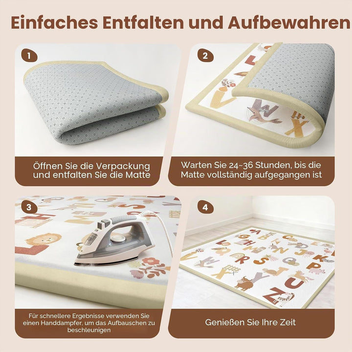 Teppich Krabbelmatte Baby 150x180x3cm, Spielmatte Krabbeldecke Turnmatte Spielteppich für Baby Kinde