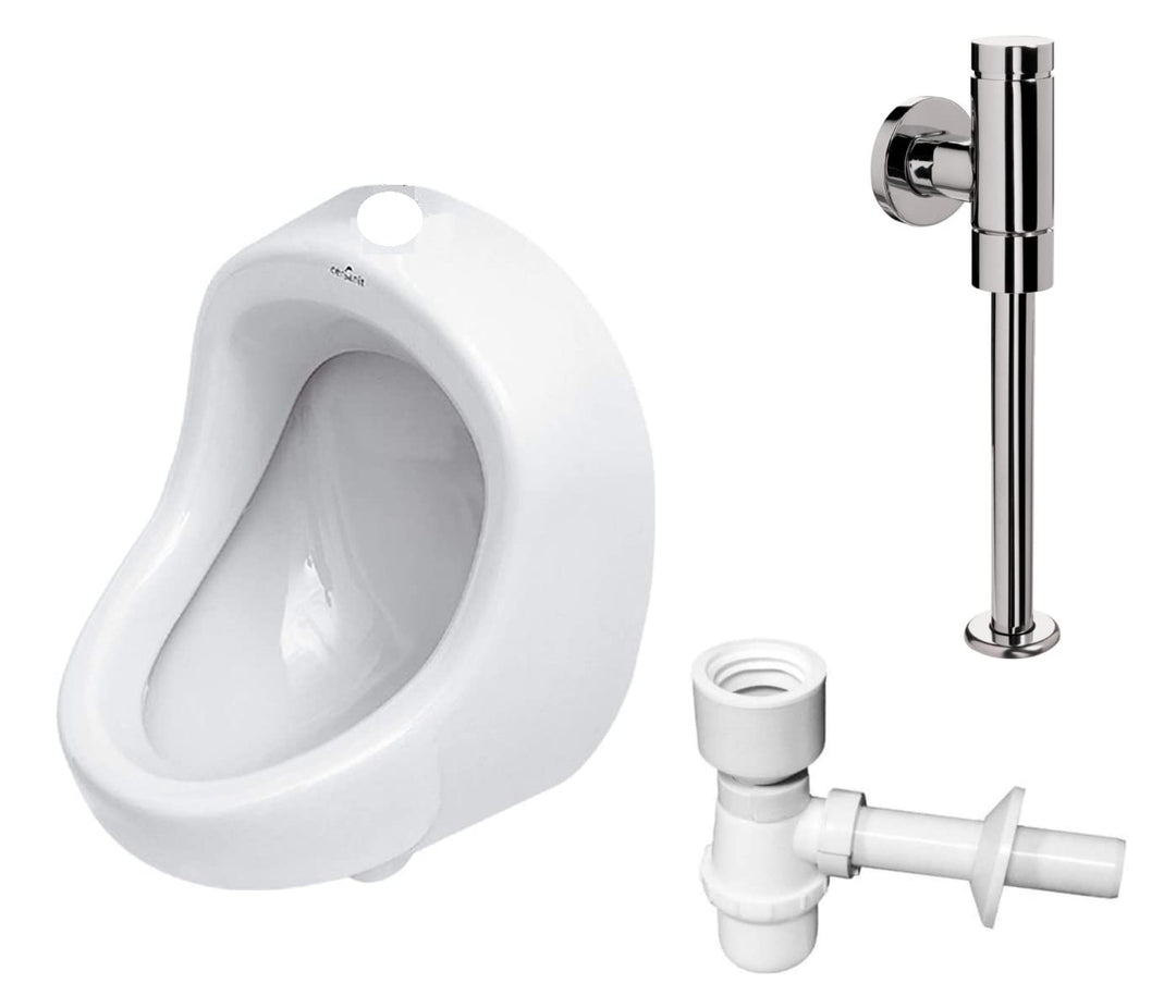 VBChome Set Urinal Zulauf Oben Weiss Modern Hochwertig Keramik Pinkelbecken senkrecht Pissoir + Spül
