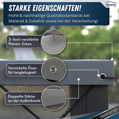 Tarpofix® Anhängerplane Flachplane 140 x 105 x 7,5 cm + 1x Planenbügel (verstellbar 100-145 cm) - ra