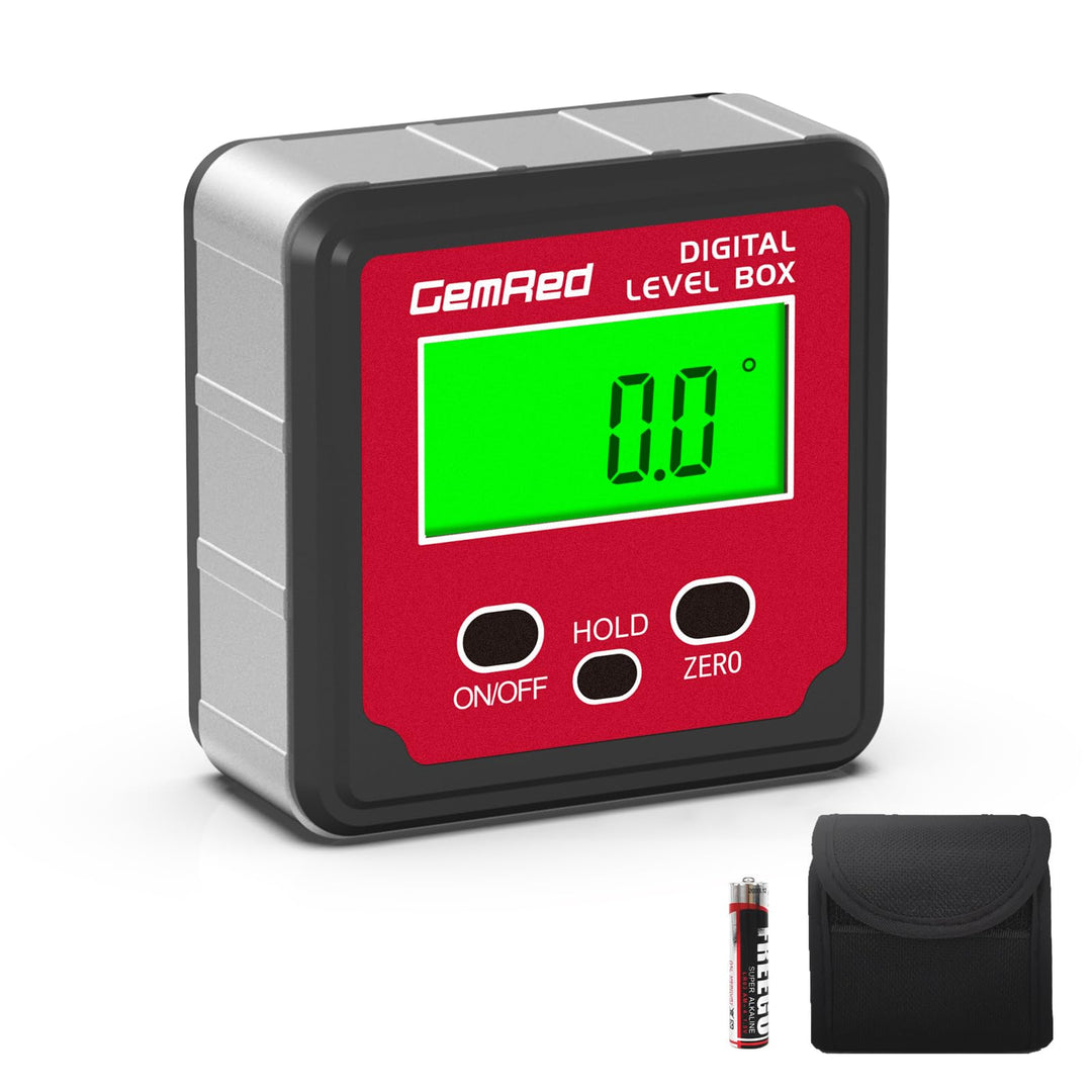 GemRed Digitaler Winkelmesser, Winkelschmiege Digital mit LCD-Anzeige Edelstahl Wasserwaage Neigungs