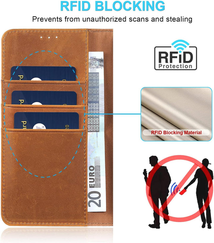 LENSUN Echtleder Hülle für Samsung Galaxy Note 20 Ultra, Handyhülle [Echtes Leder] [Kartenfach] RFID