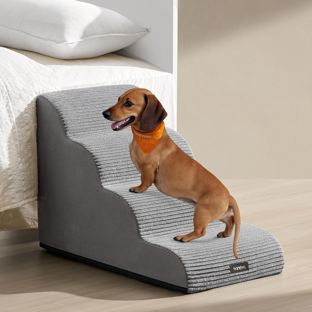 Feandrea Hundetreppe, 4 Stufen, Haustiertreppe, für kleine Hunde, Bett, Sofa, wasserdichte Katzentre
