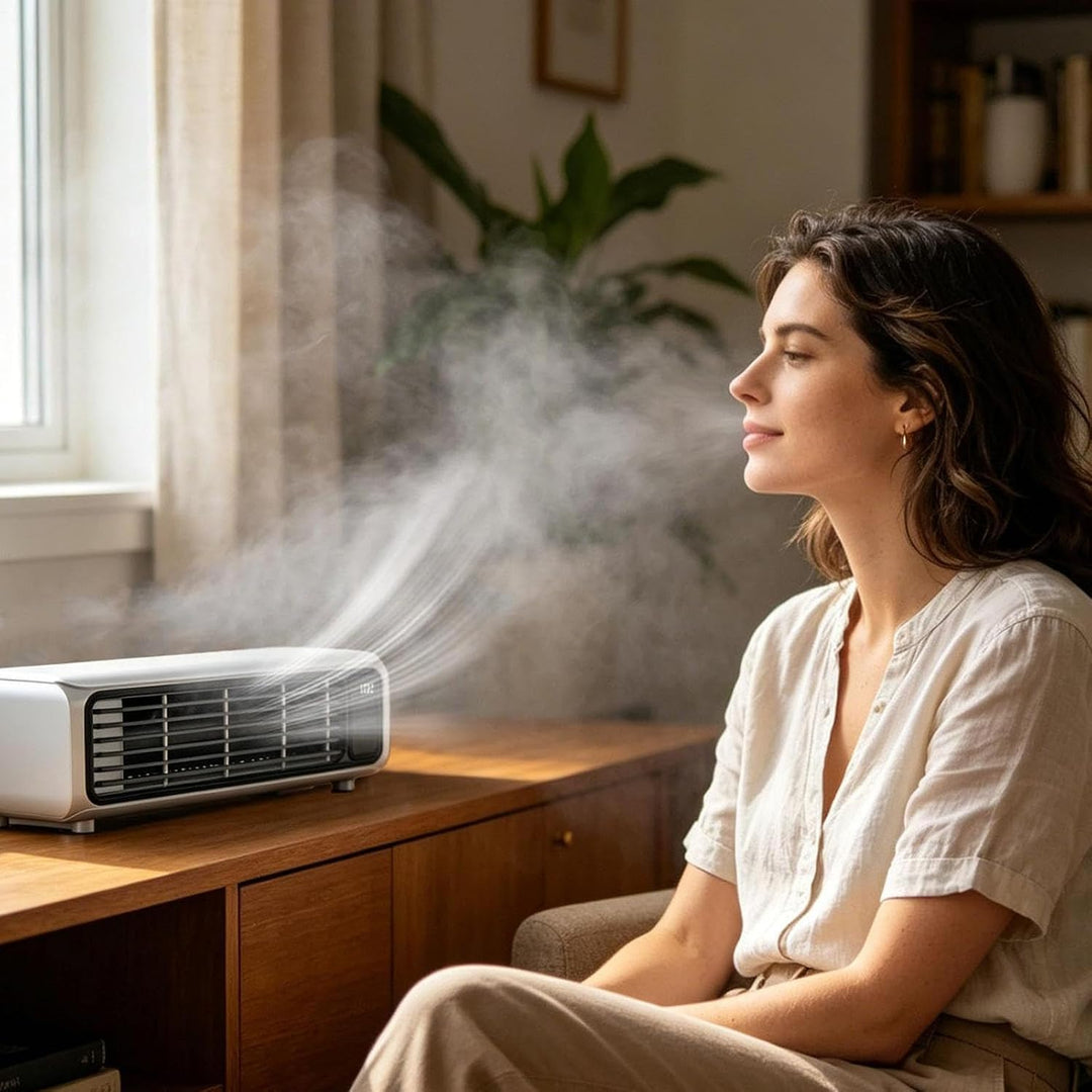 Oszillierender Turmventilator, leise, blattlos, tragbar, für Nachttisch, Boden, Schreibtisch, Wohnhe