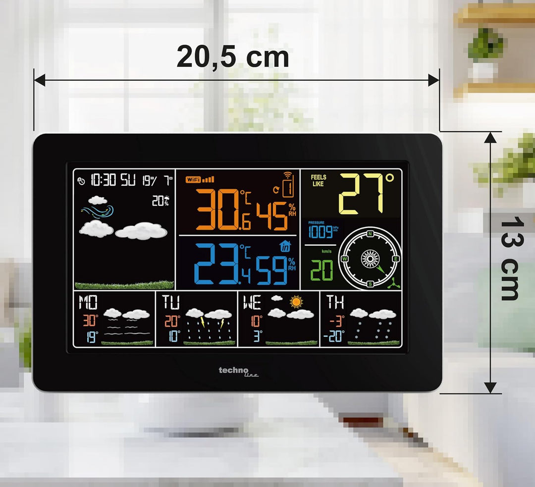 Technoline WLAN WD2700, kostenlose DirektWetter App, 4-Tages-Vorhersage, Innen- und Aussentemperatur
