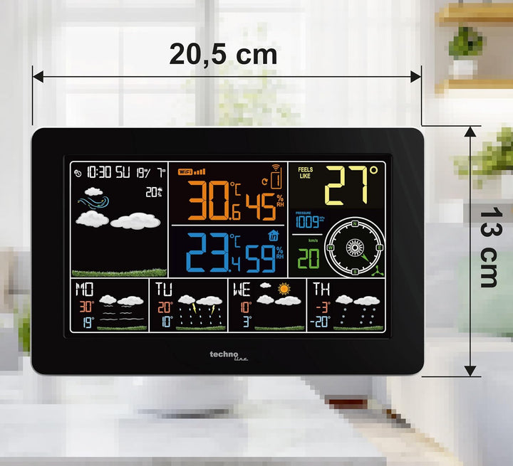Technoline WLAN WD2700, kostenlose DirektWetter App, 4-Tages-Vorhersage, Innen- und Aussentemperatur
