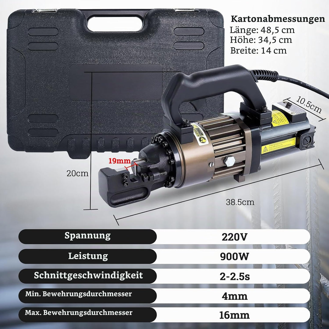 LOSCHEN Elektrisch-hydraulischer Betonstahlschneider, 900 W tragbarer Betonstahlschneider, schneidet