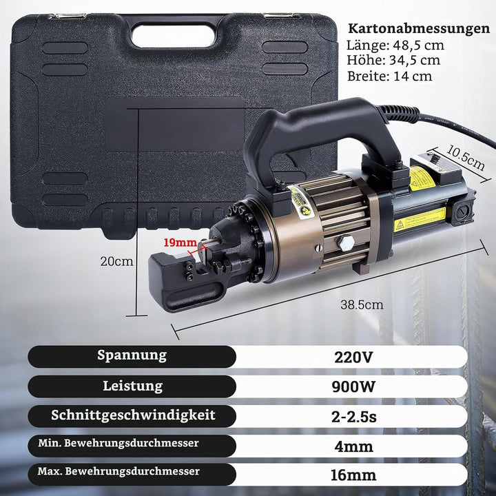 LOSCHEN Elektrisch-hydraulischer Betonstahlschneider, 900 W tragbarer Betonstahlschneider, schneidet