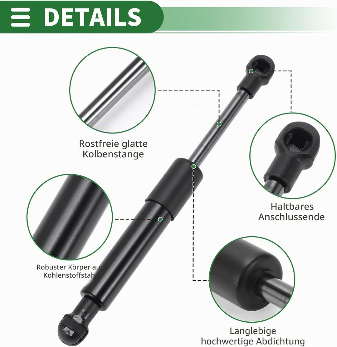 Motoforti Gasdruckfeder 100N 200mm Gasdruckdämpfer Für Möbel 1pc | Kohlenstoffstahl, 140mm Komprimie