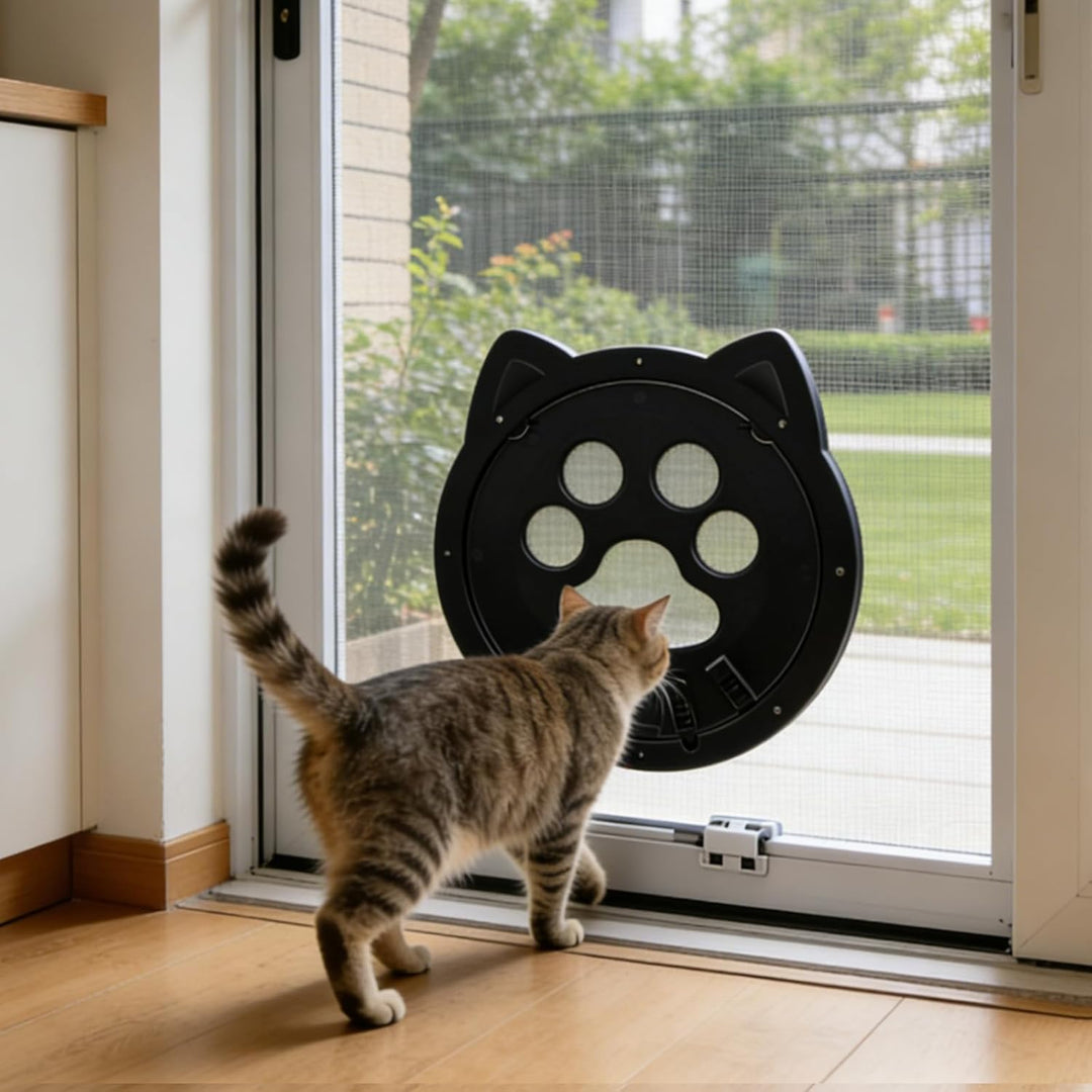 Katzenklappe für Fliegengitter, Katzentür für Fliegengitter, Katzen-tür für FensterKatzenklappe Inne
