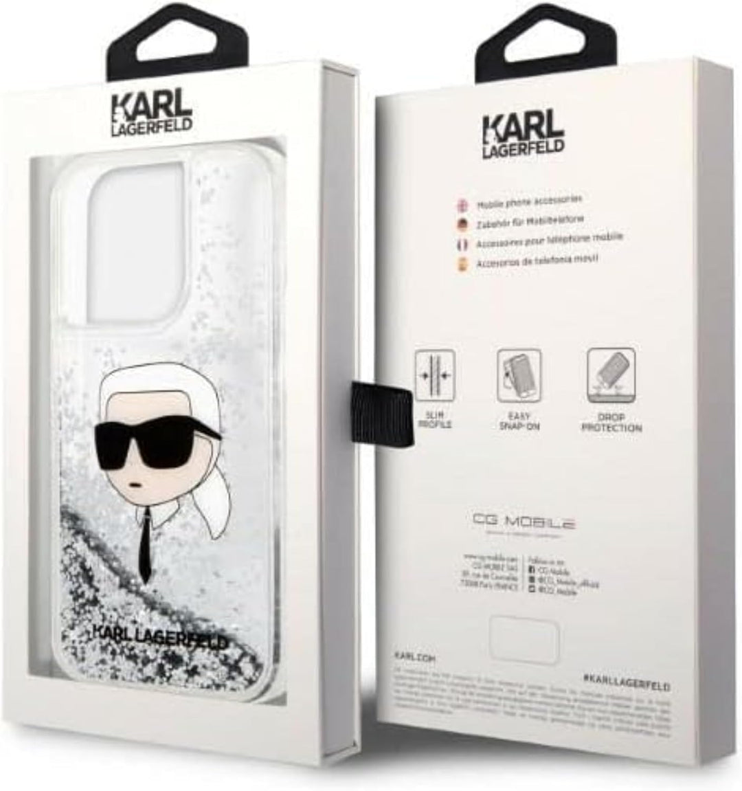 KARL LAGERFELD KLHCP14LLNKHCH Hülle für iPhone 14 Pro 6,1" Silber hardcase Glitt