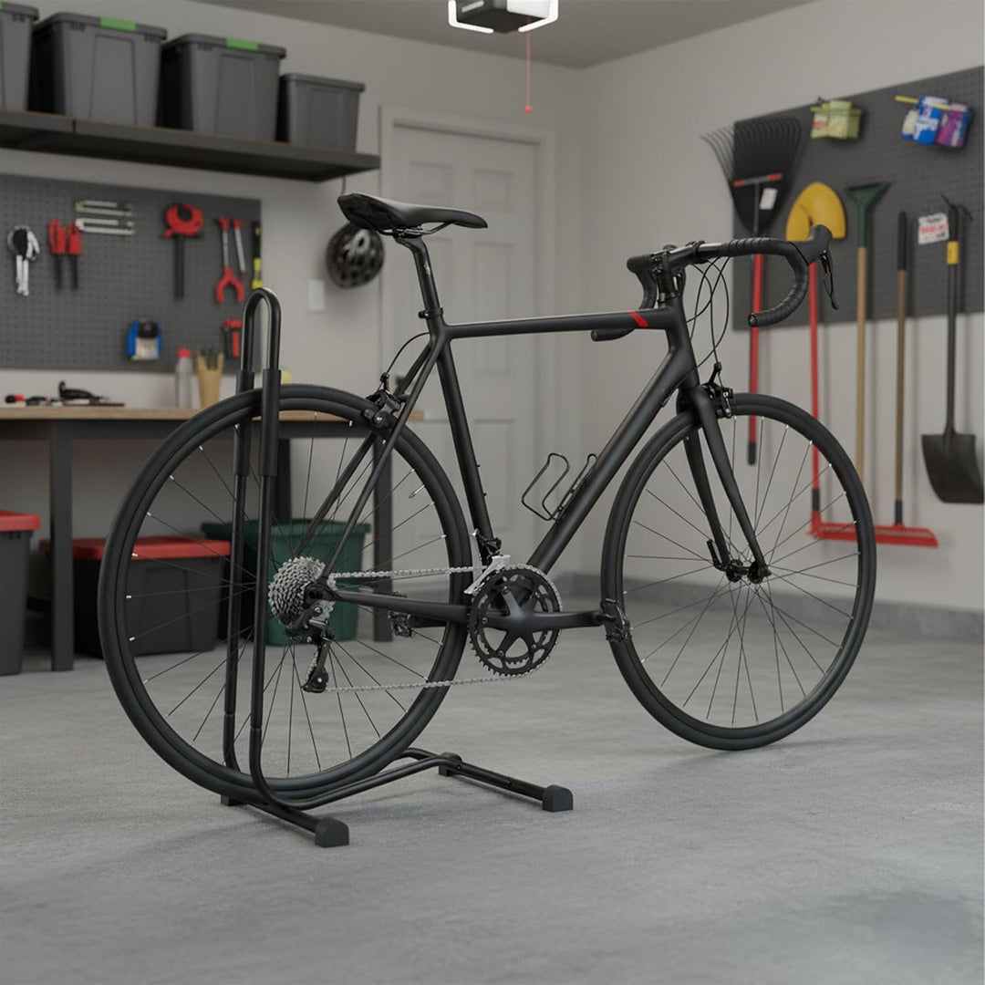 Relaxdays Fahrradständer Boden, für Reifenbreite bis 2,5", Fahrrad Ausstellungsständer, Vorder-&amp; Hin