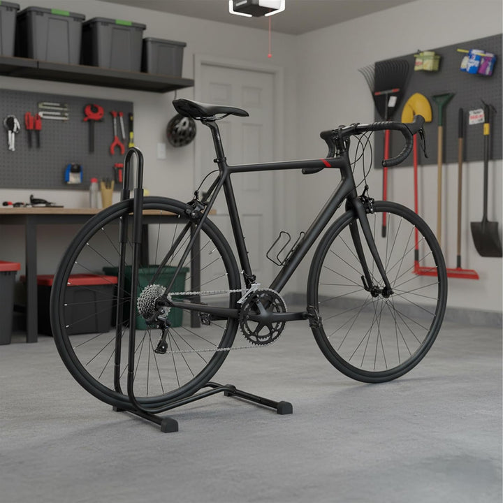 Relaxdays Fahrradständer Boden, für Reifenbreite bis 2,5", Fahrrad Ausstellungsständer, Vorder-&amp; Hin
