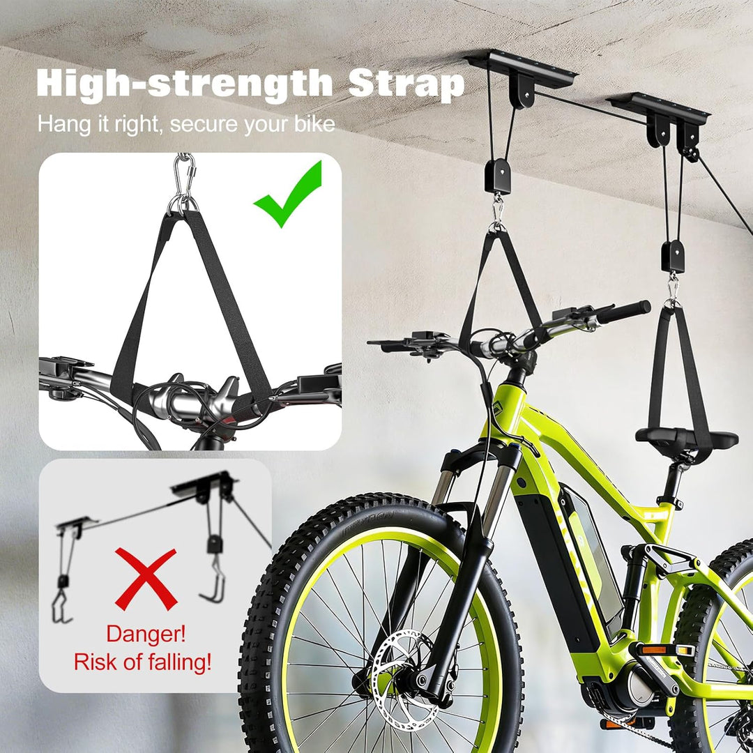 Housolution Fahrradheber, [2 Pack] Hebezugsystem mit 88Lbs Tragkraft, passend für 3-4,9m hohe Decken