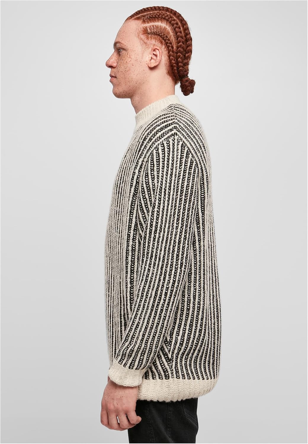 Urban Classics Herren Oversized Two Tone Sweater Sweatshirt XXL Whitesand/Black, XXL Whitesand/Black