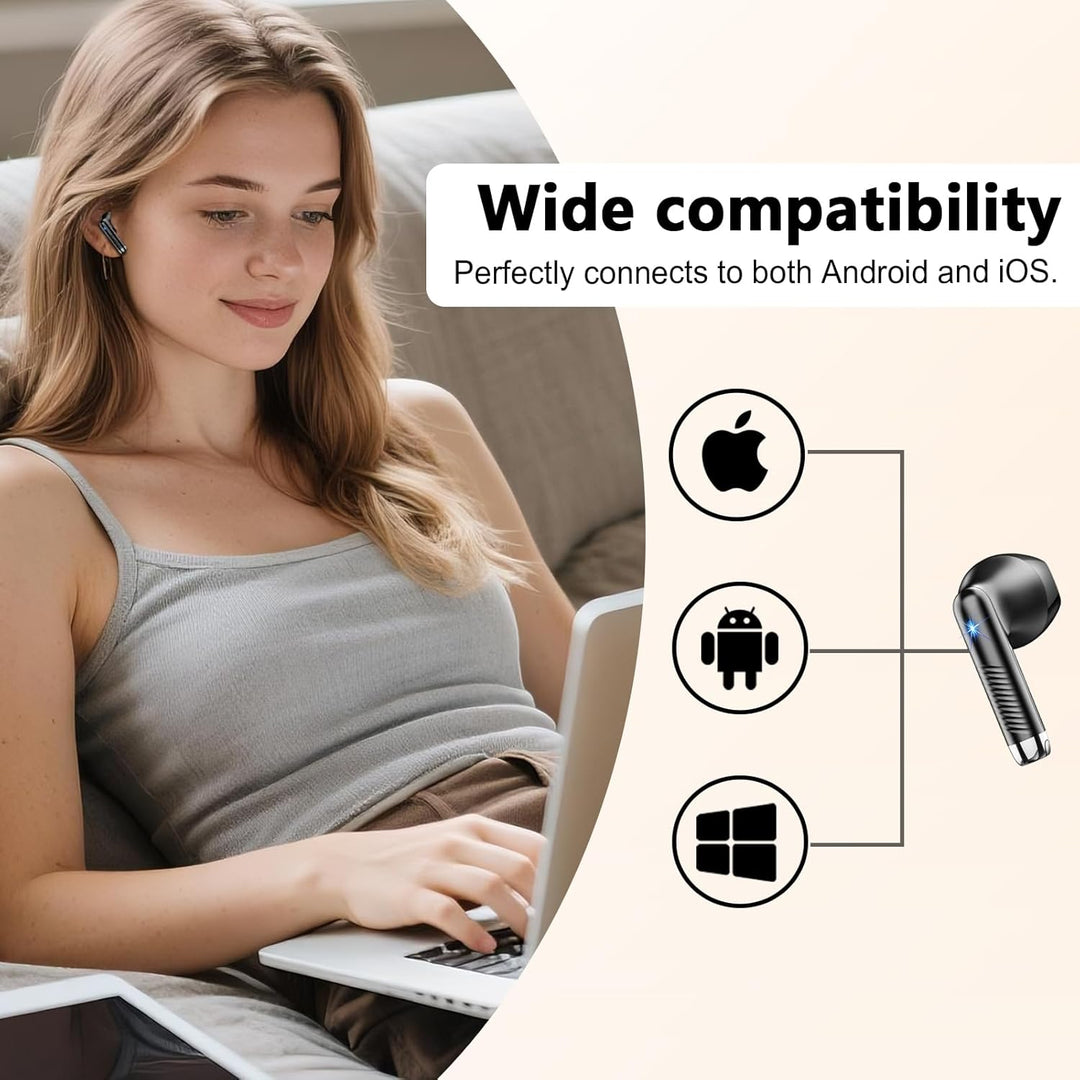 Bluetooth 5.4 Kopfhörer, 2026 Neu In-Ear Kopfhörer Kabellos Bluetooth | 6D Tiefer Bass/56H Kabellose