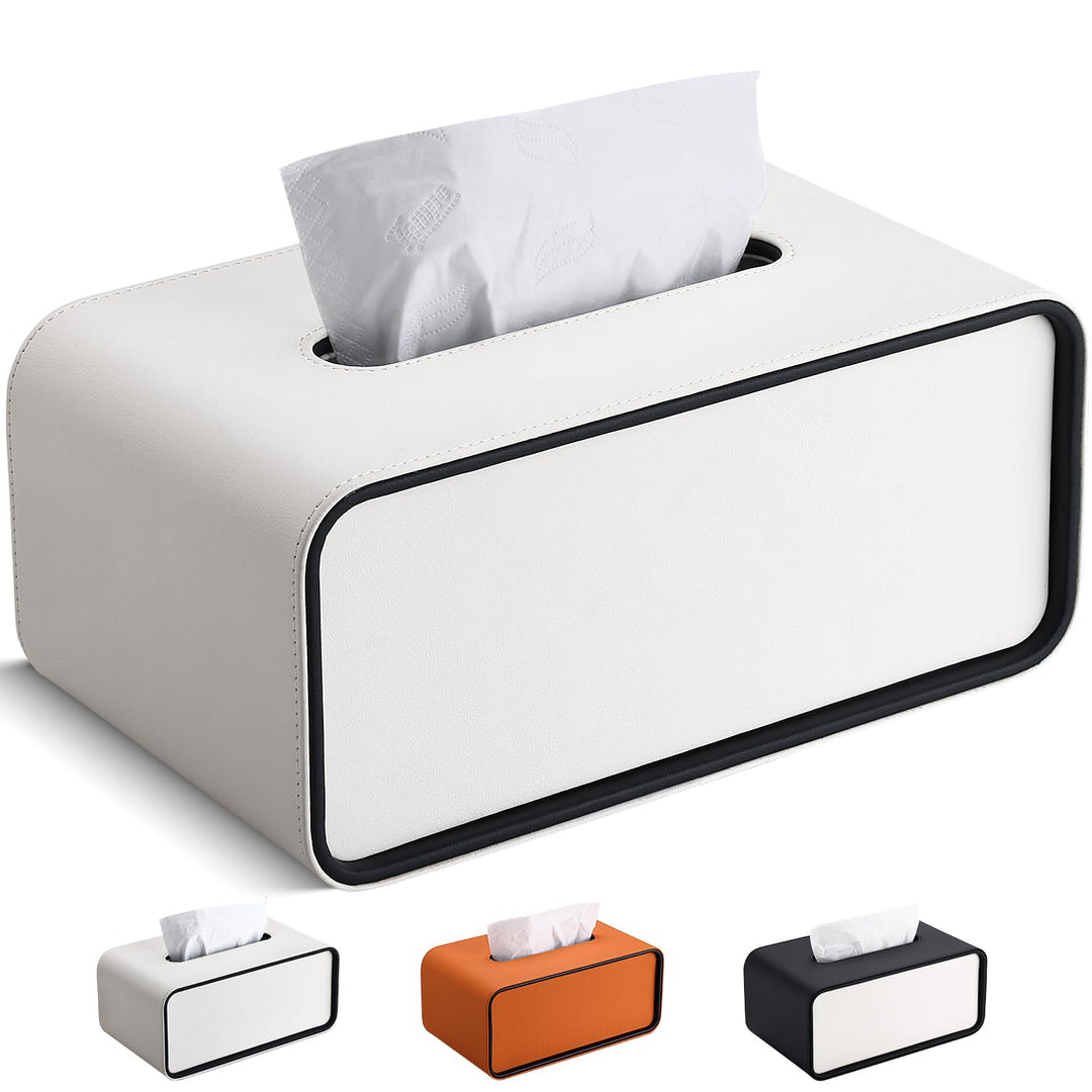 GORESE Taschentuchbox,Leder Rechteckige Kosmetiktücherbox Papiertaschentuchhalter Taschentuchspender