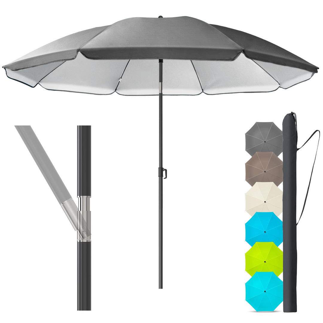 4smile Sonnenschirm Strand Ø 200 cm, Anthrazit, Sonnenschirm Balkon | Strandschirm windfest stabil,