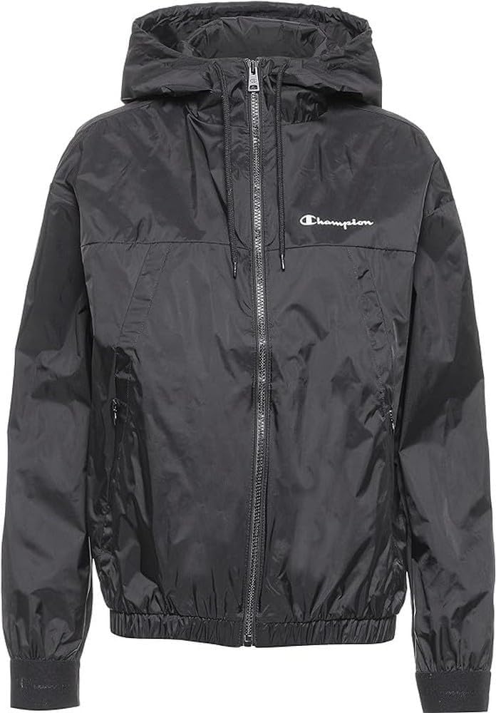 Champion Damen Legacy Outdoor Coated Nylon Hooded Jacke, Schwarz