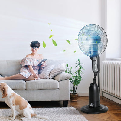 HOMCOM Standventilator mit 2,8 Liter Wasserkühlung 90 W Ventilator mit Nebelfunktion Lüfter Verstell