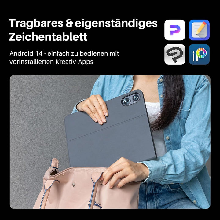 HUION Kamvas Slate 13 Grafiktablett mit Display ohne PC, 12,7-Zoll-Standalone-Zeichentablett mit 2K-
