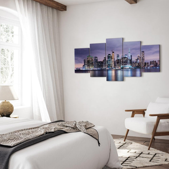 murando - Wandbilder XXL Stadt New York 150x75cm 5 tlg - Wand Deko Leinwand Bilder Gross Wanddeko Wo