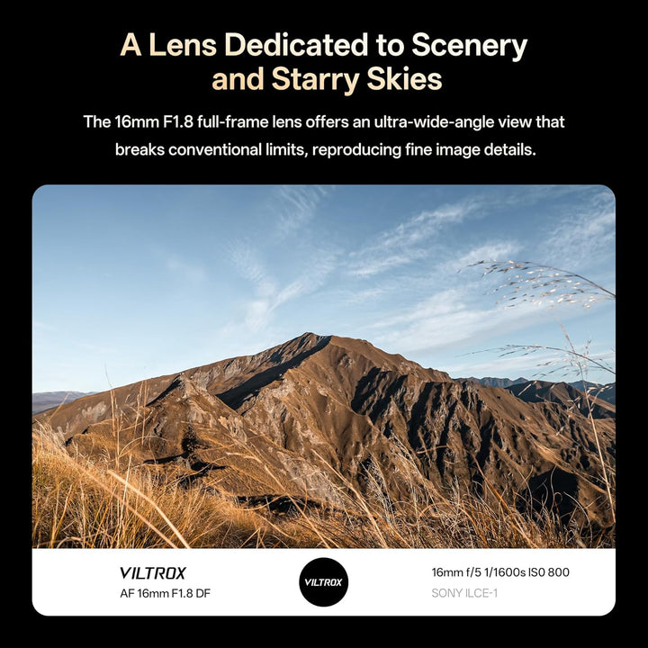 VILTROX AF 16mm F1.8 FE Objektiv für Sony E Mount, grosse Blende F/1.8 Vollformat-Weitwinkelobjektiv