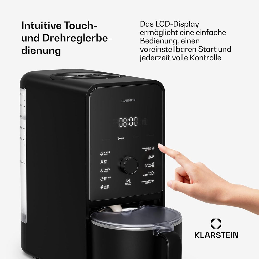 Klarstein Marcia Touch Pflanzenmilchbereiter, 1200W, 12 Programme, Selbstreinigung, LCD-Touch, 1,2L