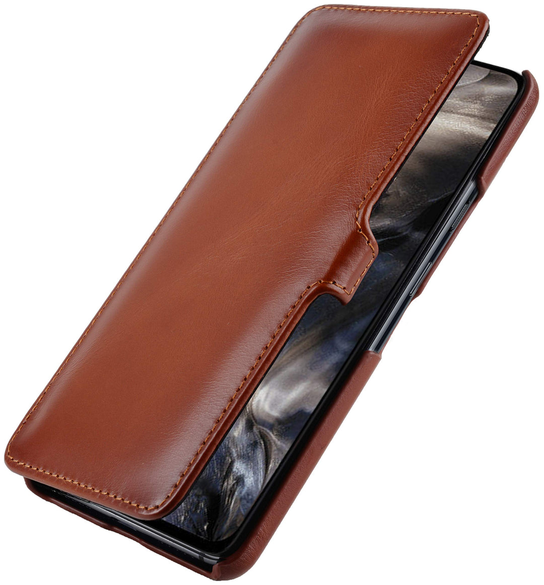 STILGUT Book Case entwickelt für OnePlus Nord Hülle aus Leder mit Clip-Verschluss, Lederhülle, Klapp
